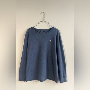 Men's polo Ralph Lauren Blue textured V-Neck Shirt